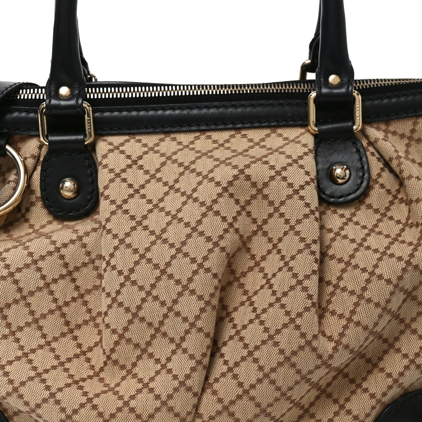 Diamante Medium Sukey Top Handle Bag Beige Black