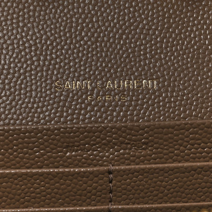 Saint Laurent Grain De Poudre Matelasse Chevron Monogram Chain Wallet Dark Beige 6 of 12