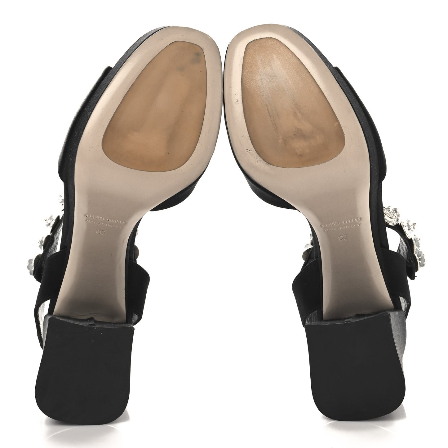 Satin Crystal Platform Sandals 37 Black