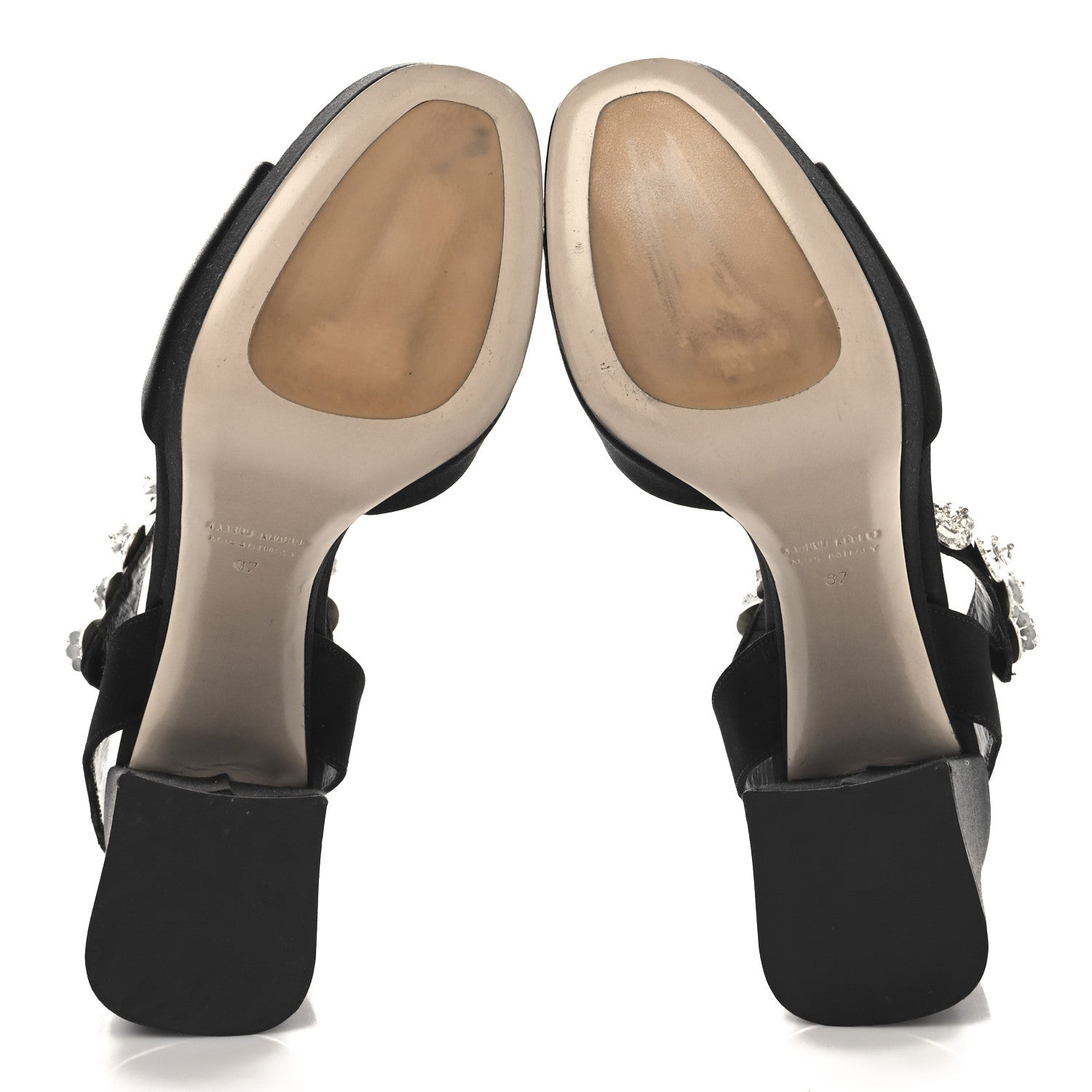 Miu Miu Satin Crystal Platform Sandals 37 Black 6 of 8