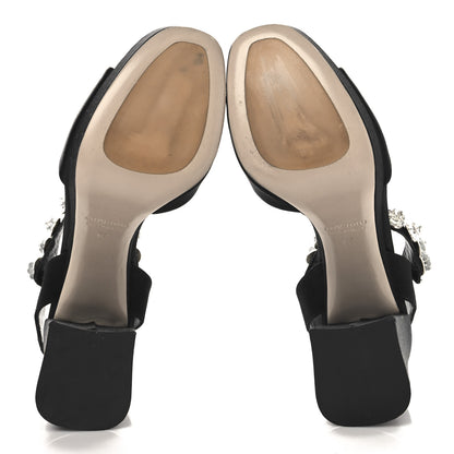 Miu Miu Satin Crystal Platform Sandals 37 Black 6 of 8