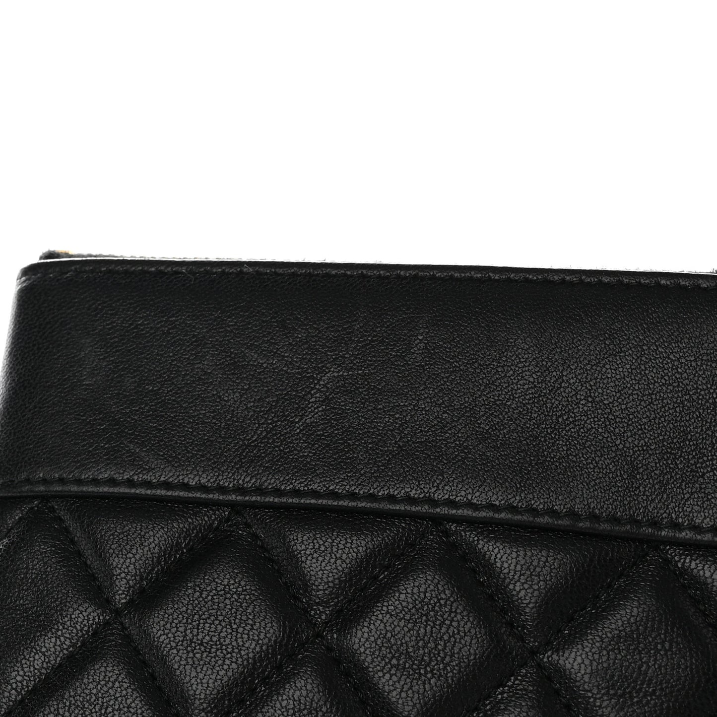 Lambskin Quilted Large Vintage Mademoiselle Cosmetic Case Black