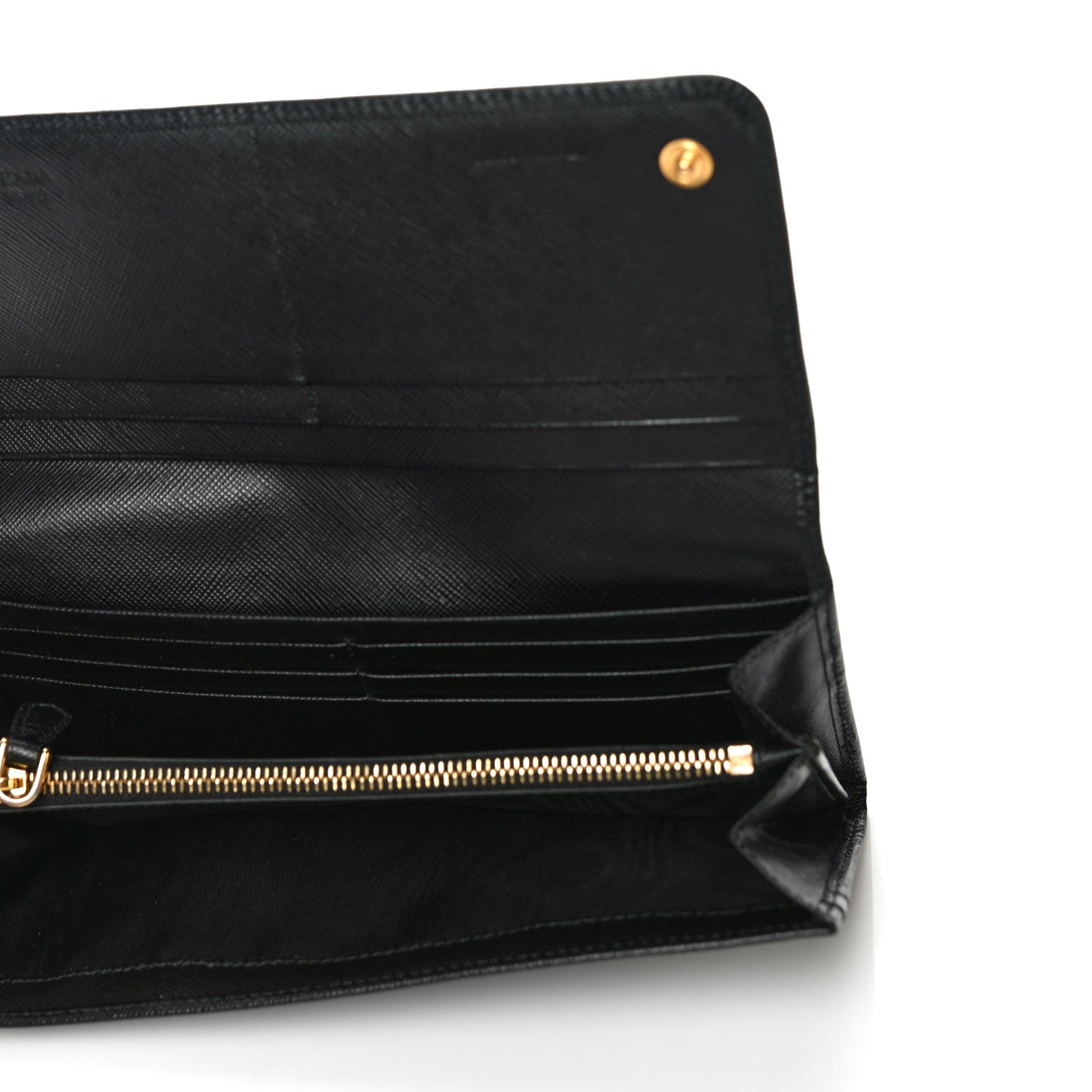 Prada Saffiano Metal Continental Flap Wallet Black 5 of 11