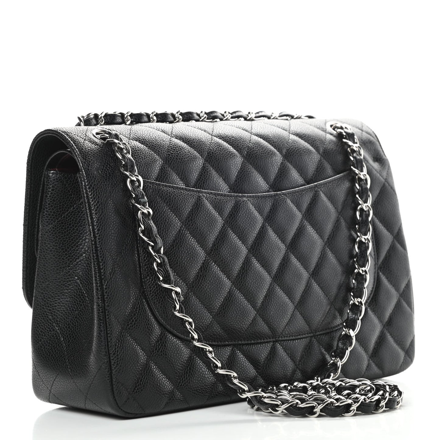 Caviar Quilted Jumbo Double Flap Black
