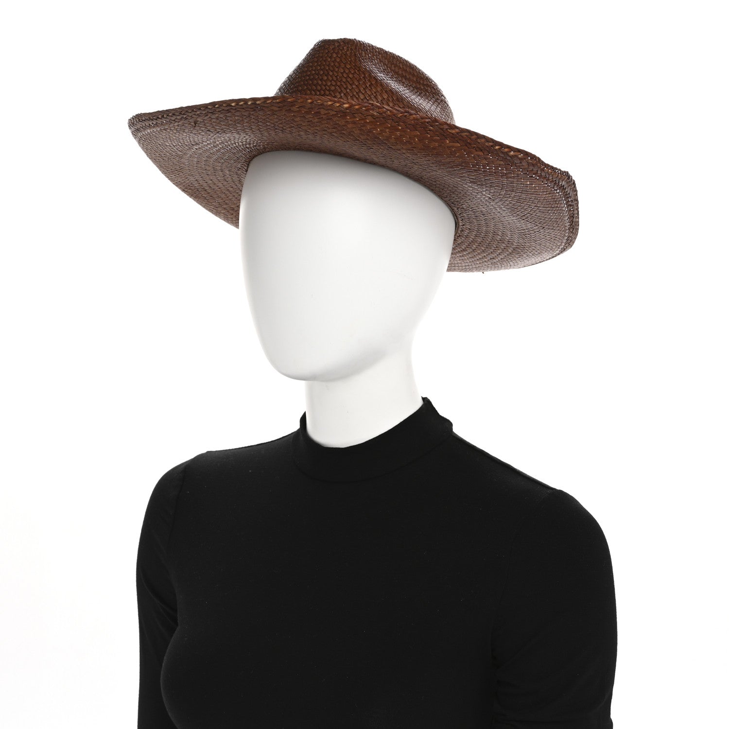 Gucci Straw Calfskin Wide Brim Hat M Brown 2 of 8