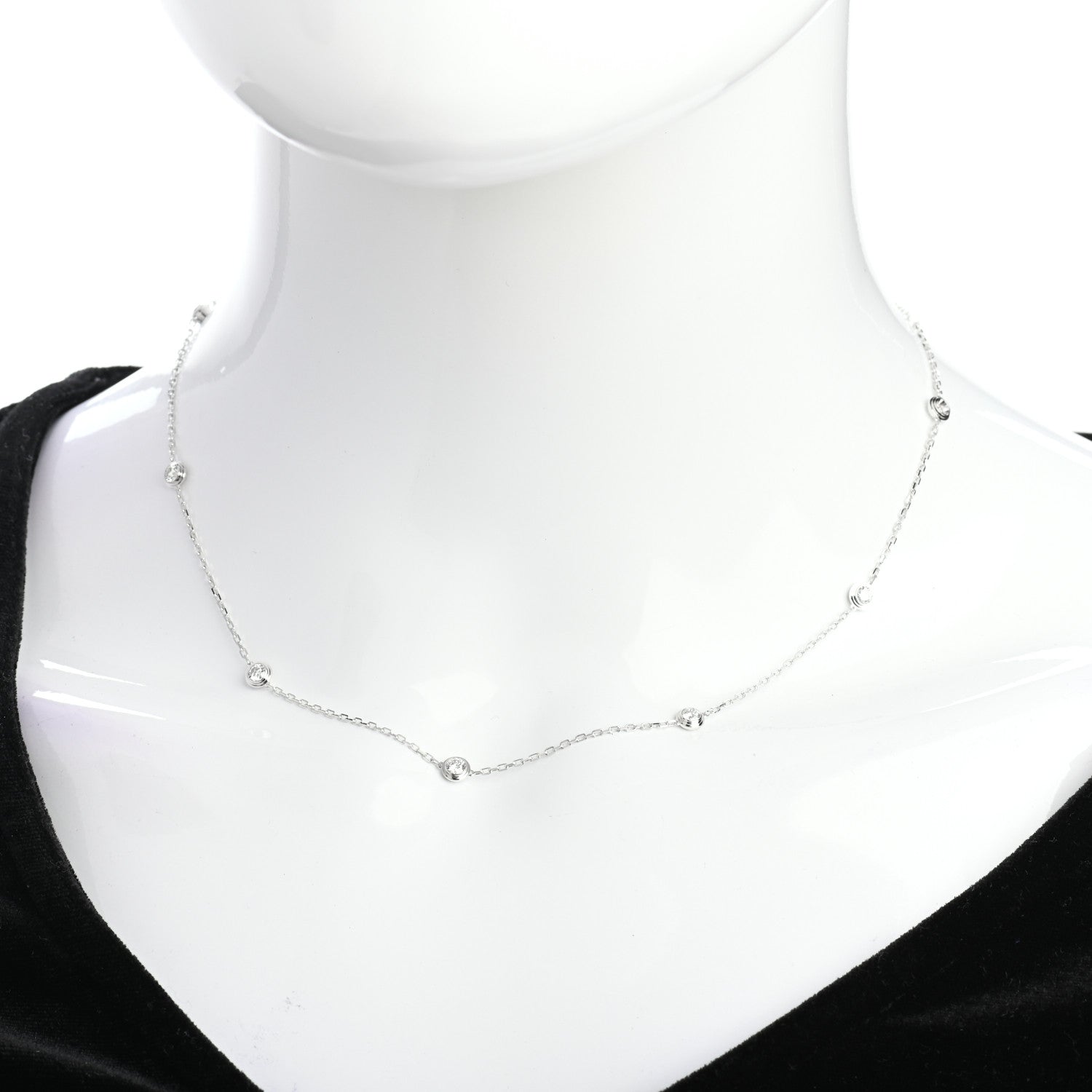 Cartier 18K White Gold 8 Diamond D'Amour Station Necklace 2 of 4