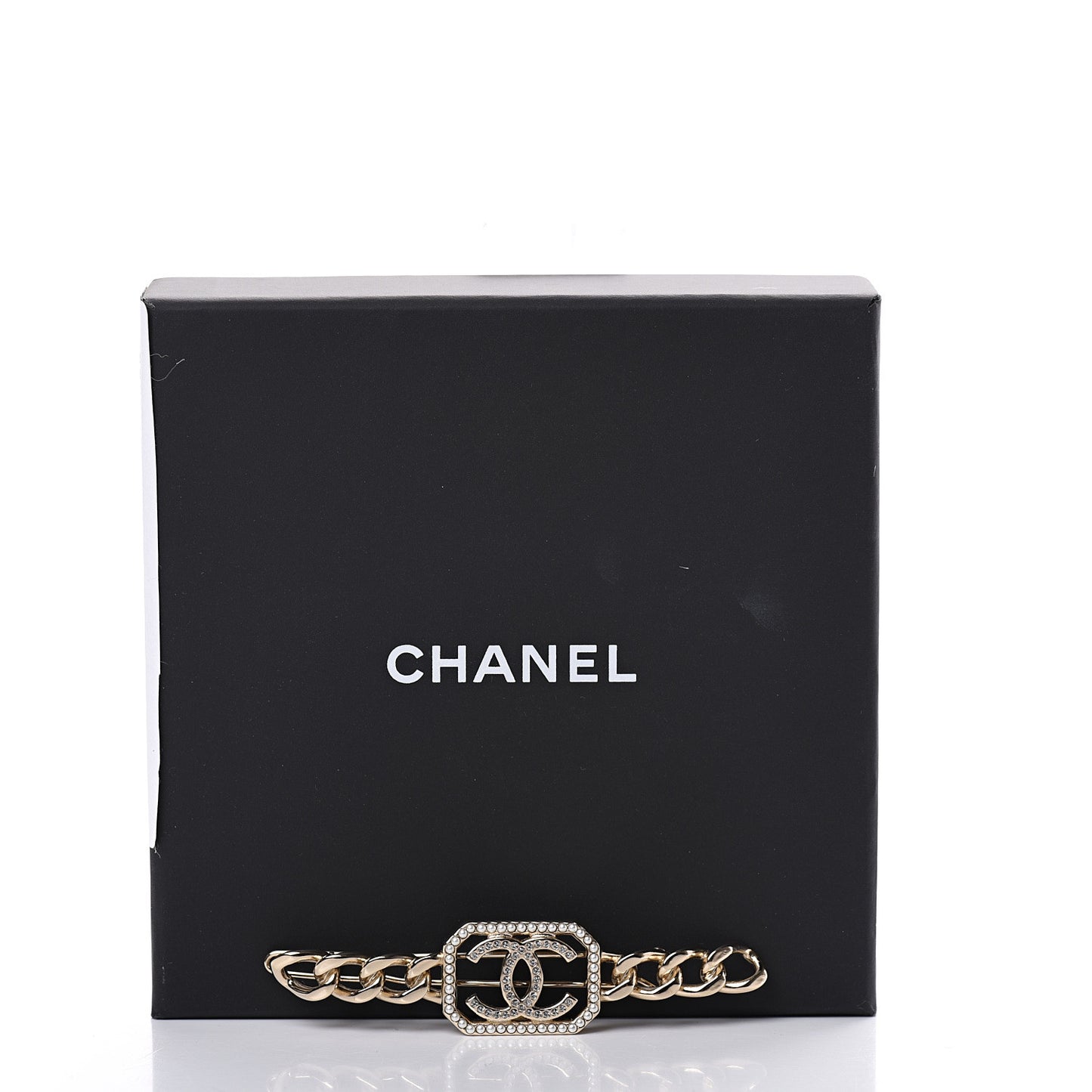 Crystal Chain CC Vendome Hair Clip Barrette Gold