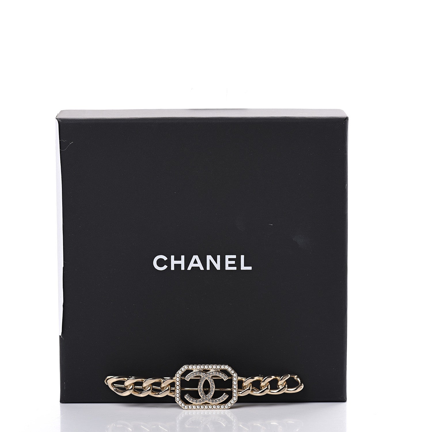 Chanel Crystal Chain CC Vendome Hair Clip Barrette Gold 4 of 4