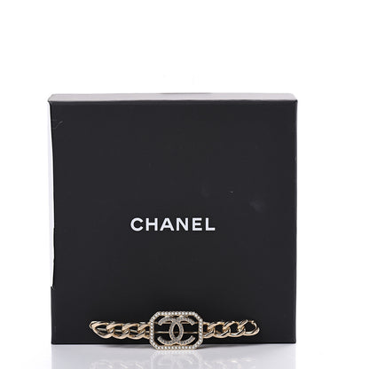 Chanel Crystal Chain CC Vendome Hair Clip Barrette Gold 4 of 4