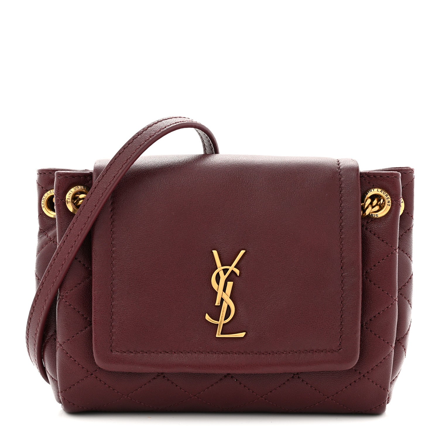 Saint Laurent Lambskin Quilted Monogram Mini Nolita Rouge Cabernet 1 of 10
