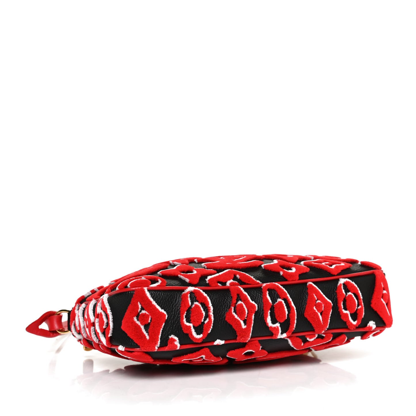 X UF Tufted Monogram Pochette Accessories Black Red