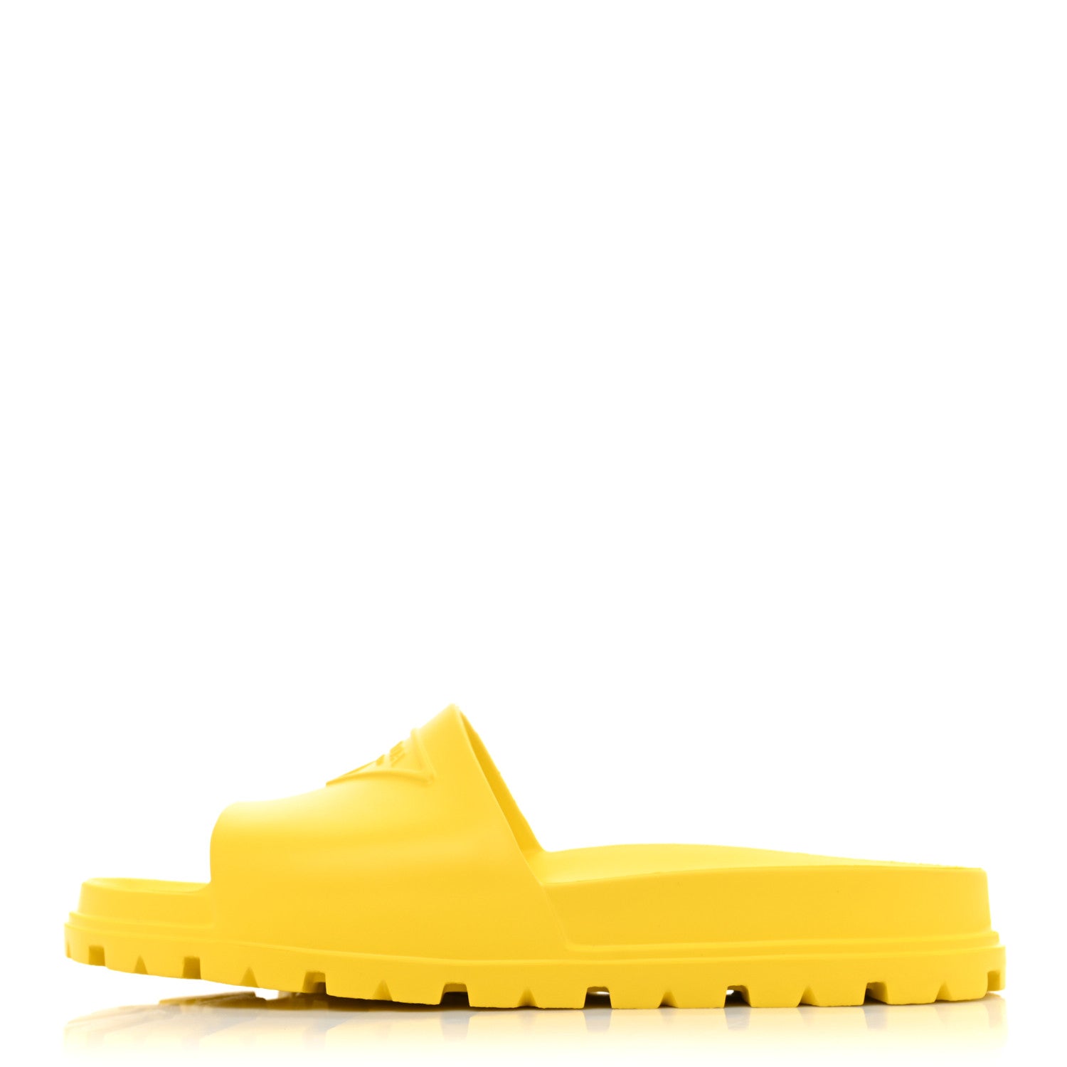 Prada EVA Rubber Triangle Logo Embossed Mens Lug Sole Slide Sandals 10 Sole 1 of 7