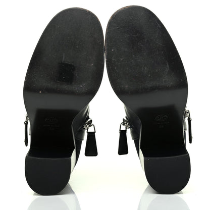 Chanel Calfskin Patent Cap Toe Short Ankle Boots 38 Navy Black 5 of 17