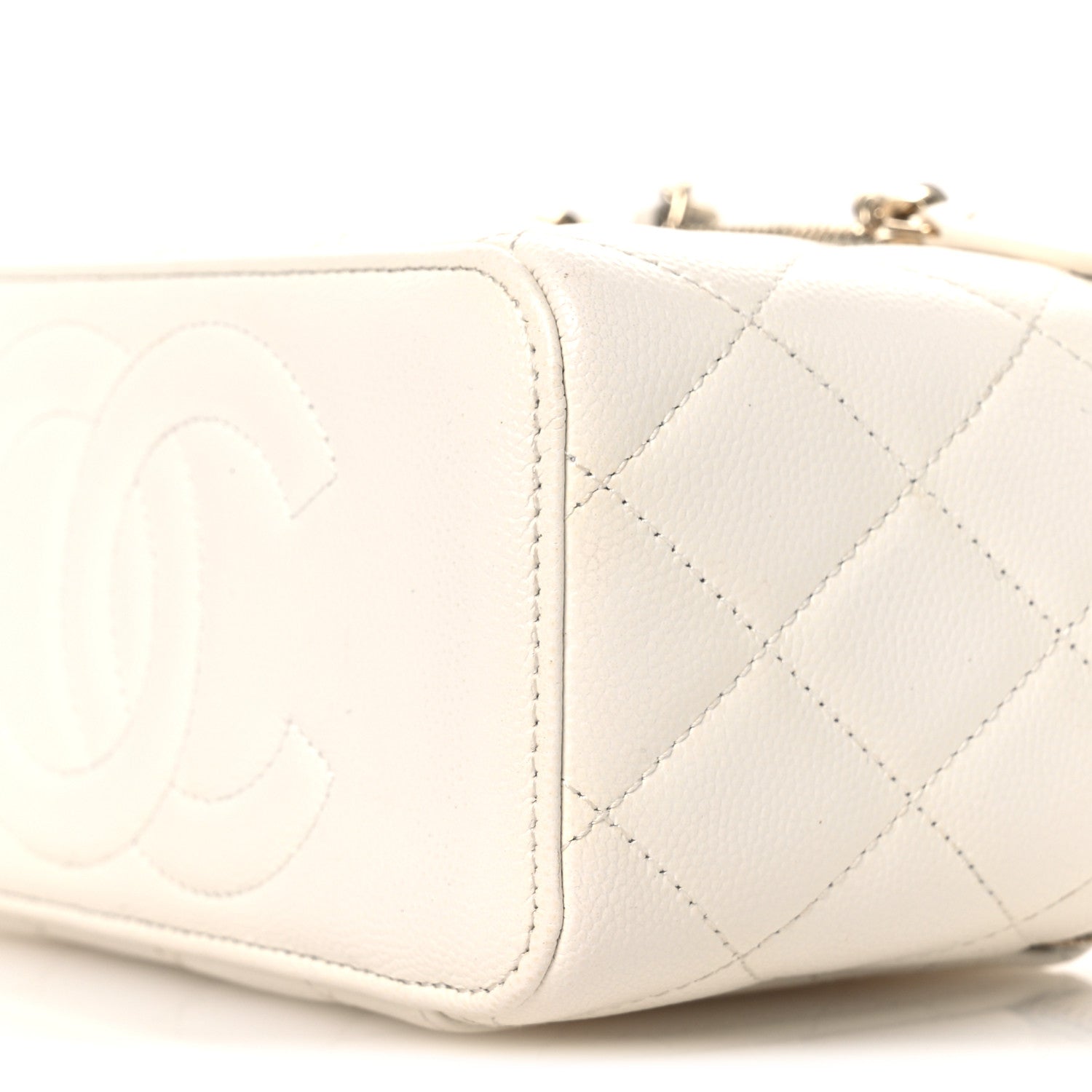 Chanel Caviar Quilted Crystal Hearts Small Vanity Case With Chain White 10 of 15