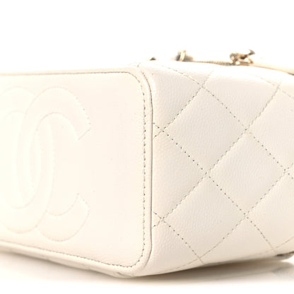 Chanel Caviar Quilted Crystal Hearts Small Vanity Case With Chain White 10 of 15