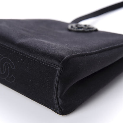 Chanel Satin Crystal Small Camellia Evening Bag Black 7 of 11