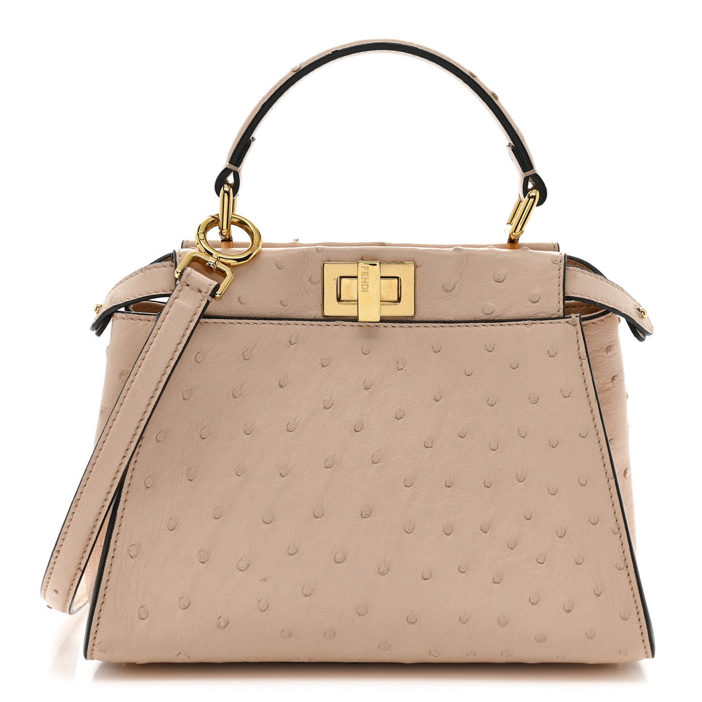 Ostrich Shiny Nappa Mini Peekaboo Iconic Satchel Poudre