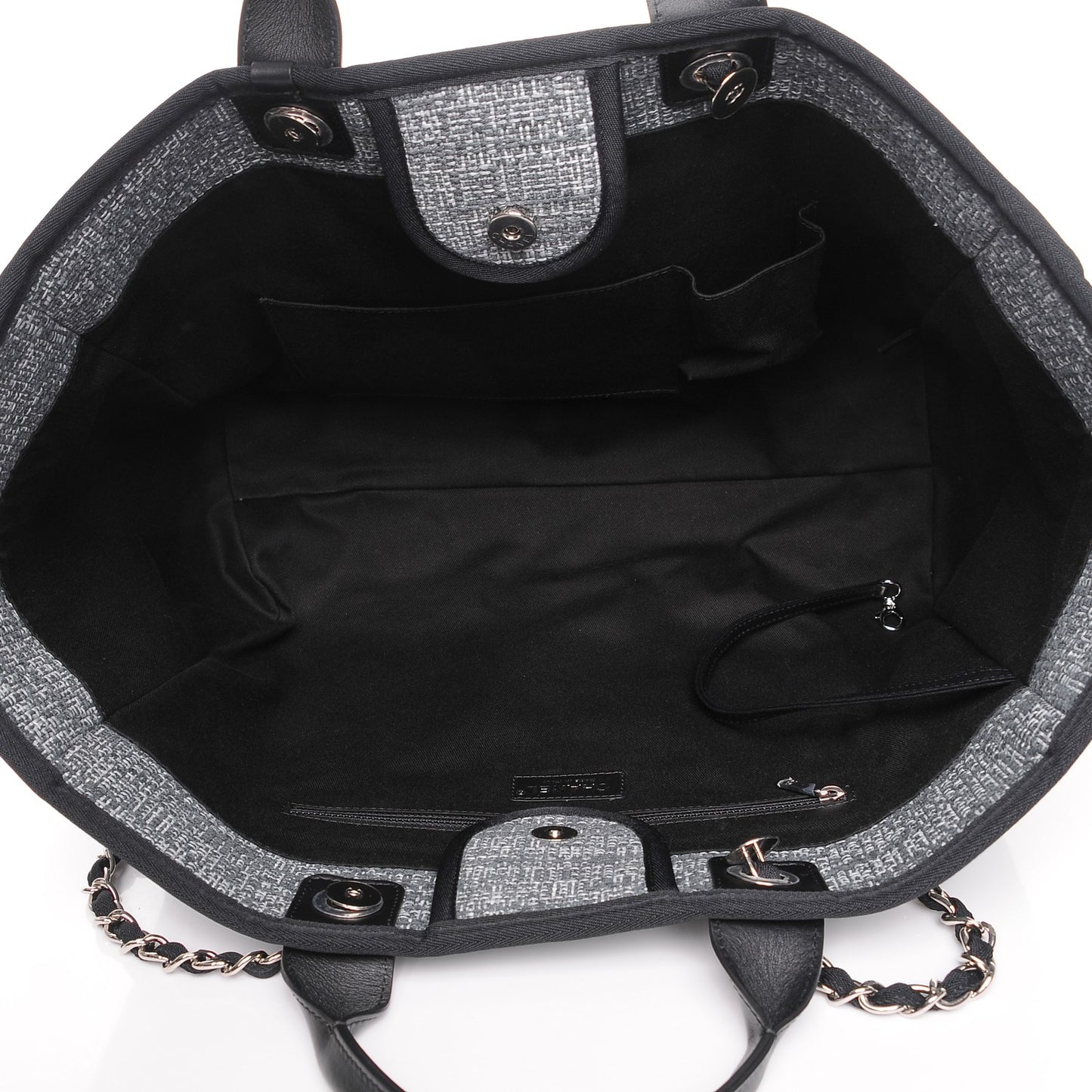 Woven Straw Raffia Large Deauville Tote Charcoal