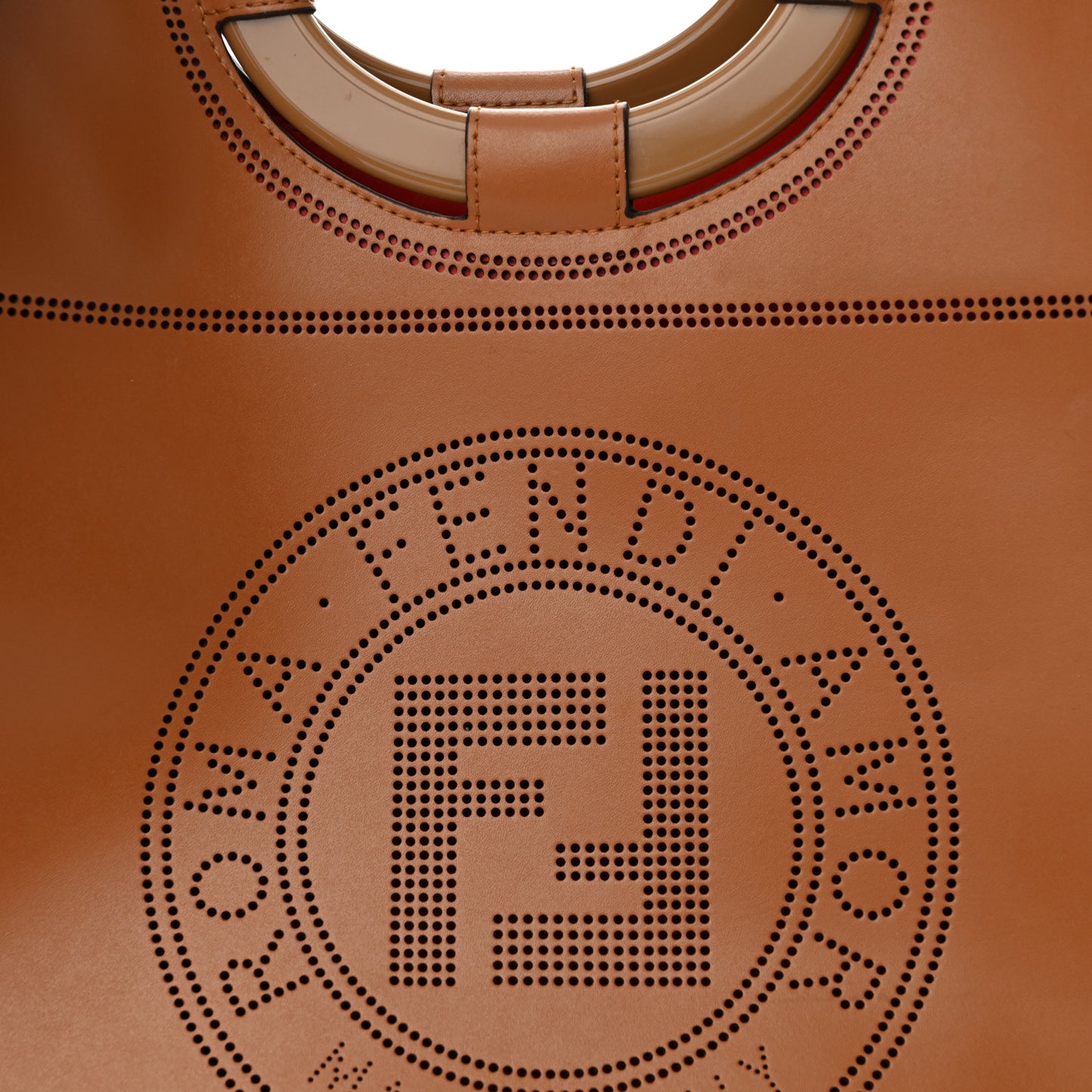 Vitello Liberty Plexiglass Stamp Patch Perforated Medium Runaway Shopper Tote Nocciola