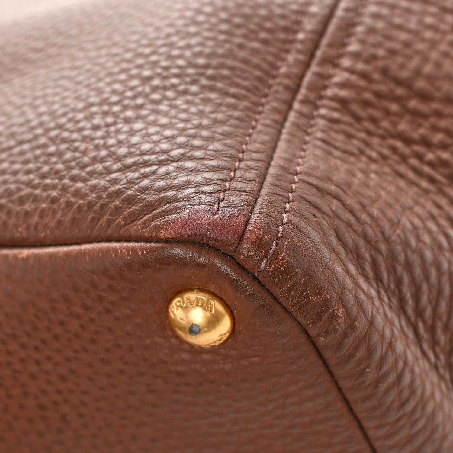 Prada Vitello Daino Side Pocket Tote Palissandro 12 of 13