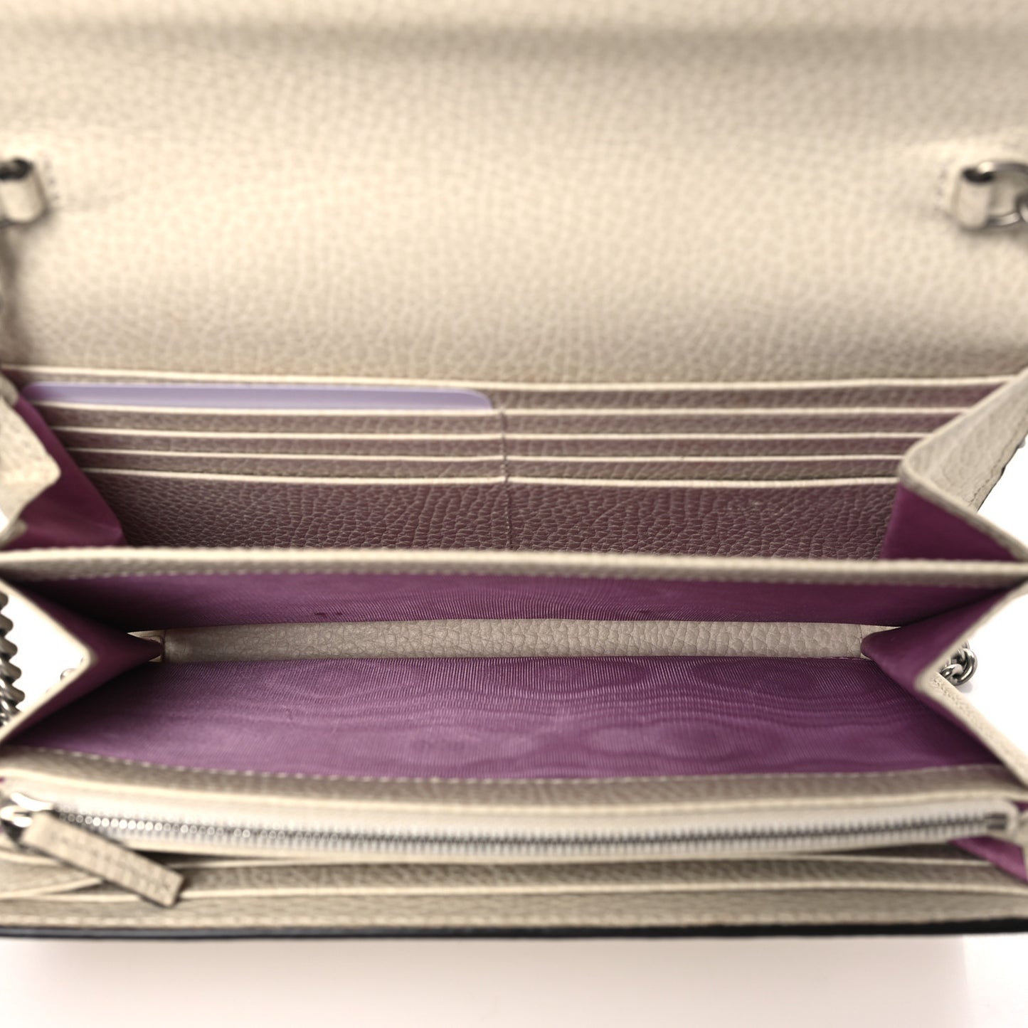 Dollar Calfskin Mini Dionysus Chain Wallet Mystic White