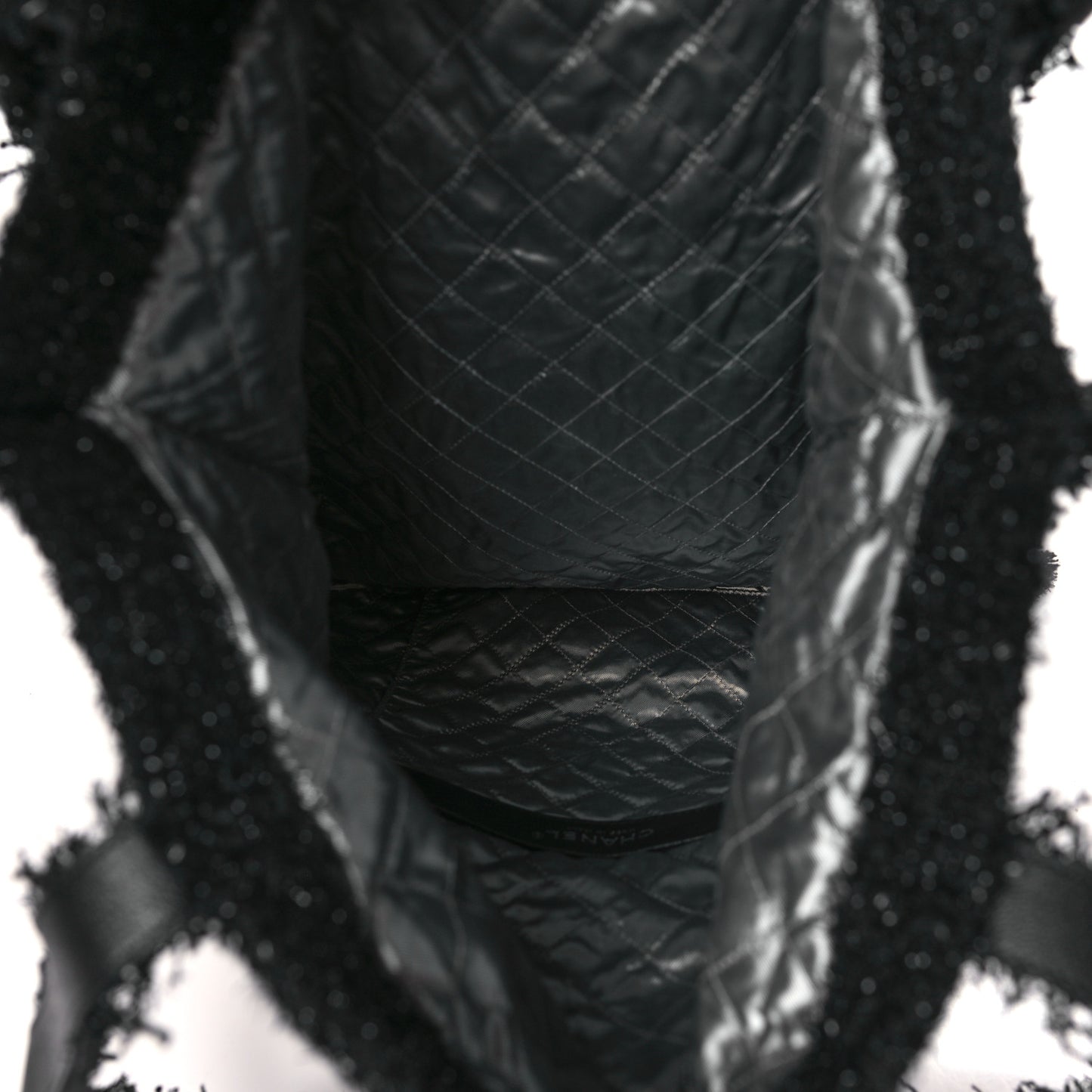Tweed Resin Strass Large Robot Shopping Bag Black