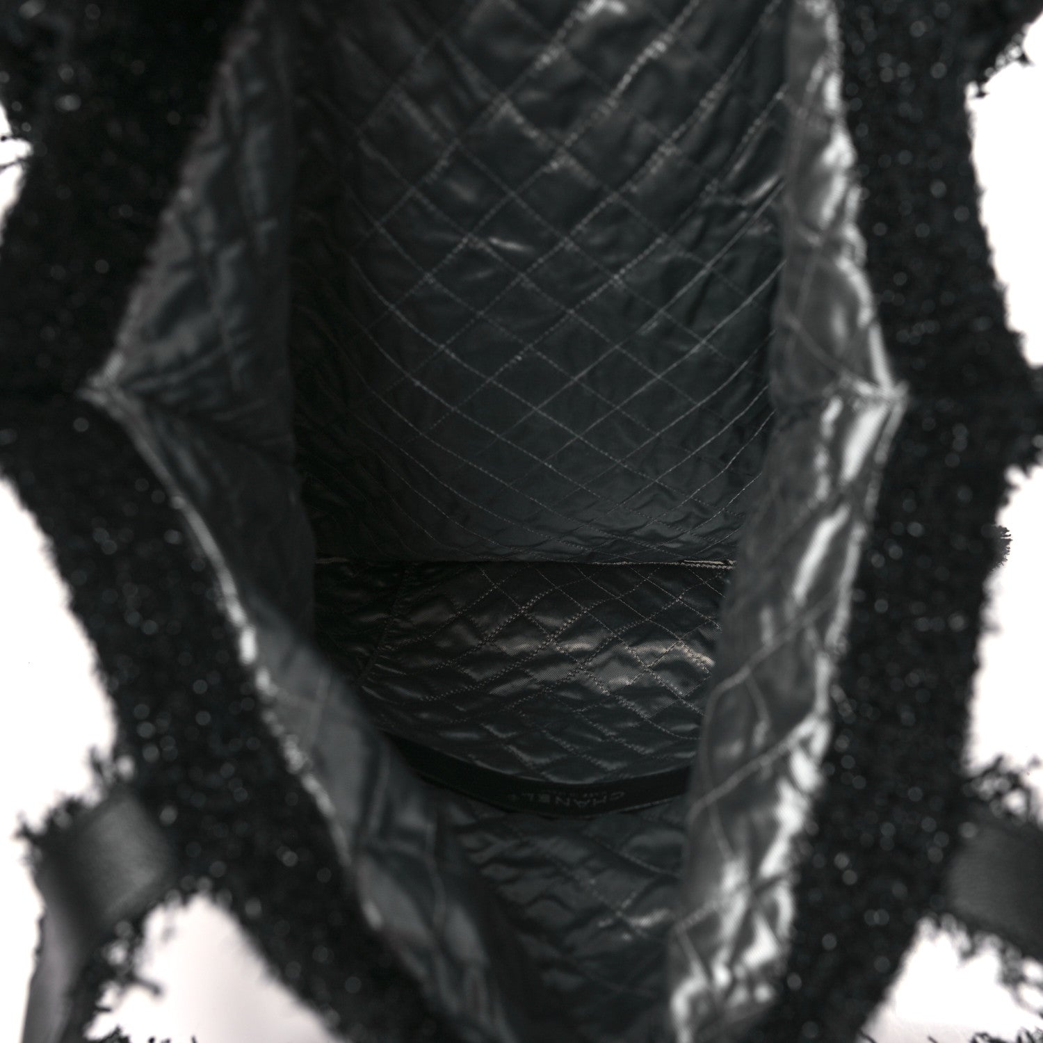 Chanel Tweed Resin Strass Large Robot Shopping Bag Black 5 of 9