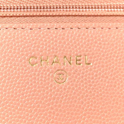 Chanel Caviar Quilted Perforated Metal CC Wallet On Chain WOC Beige 6 of 12