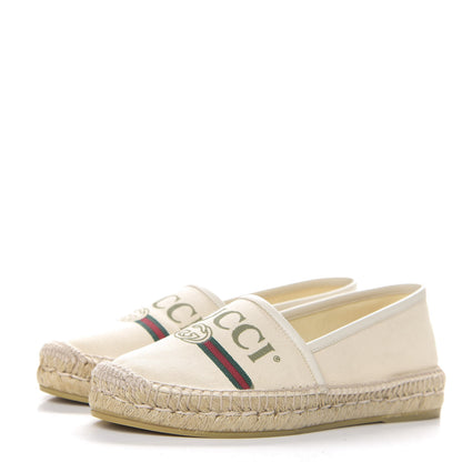 Gucci Canvas Logo Espadrilles 37 Greggio White 2 of 12