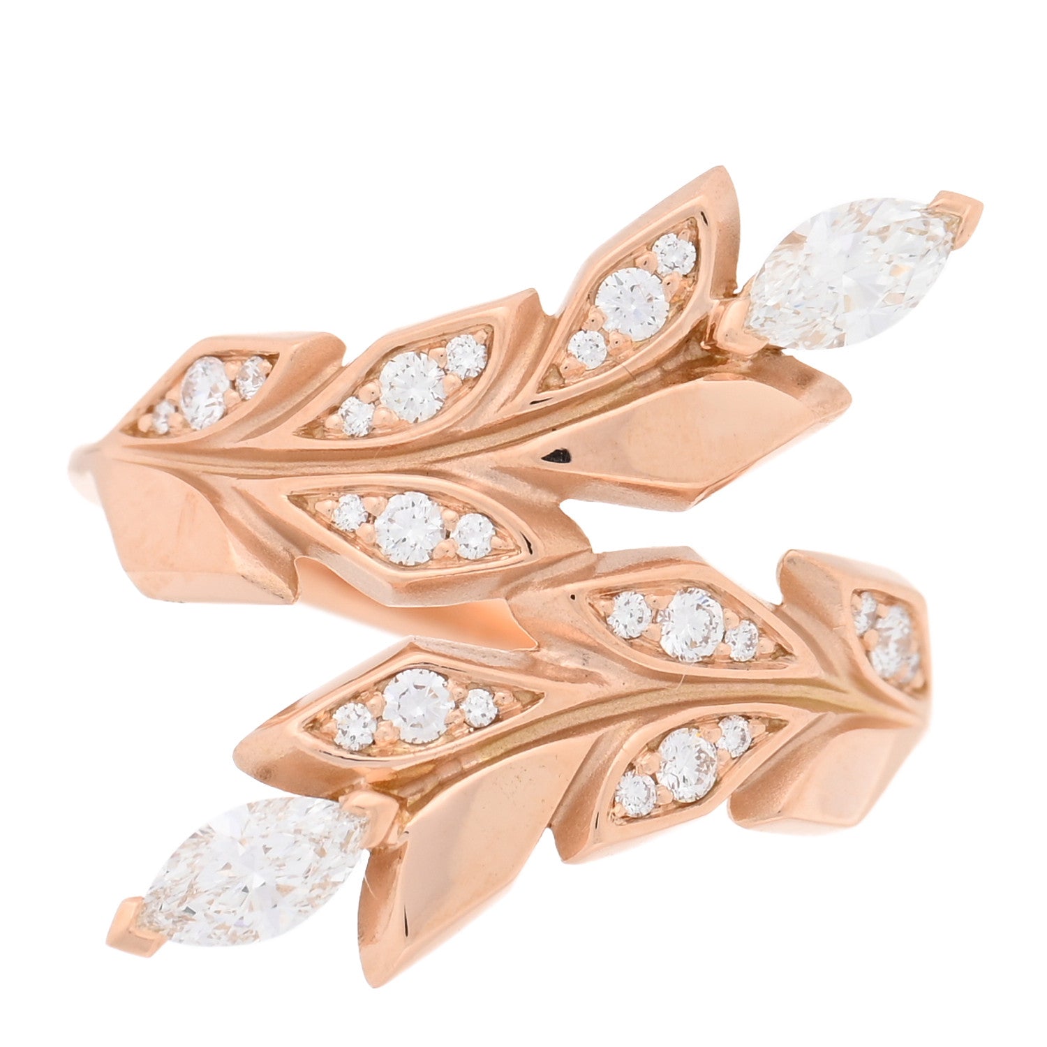Tiffany 18K Rose Gold Diamond Victoria Vine Bypass Ring 52 6 1 of 5