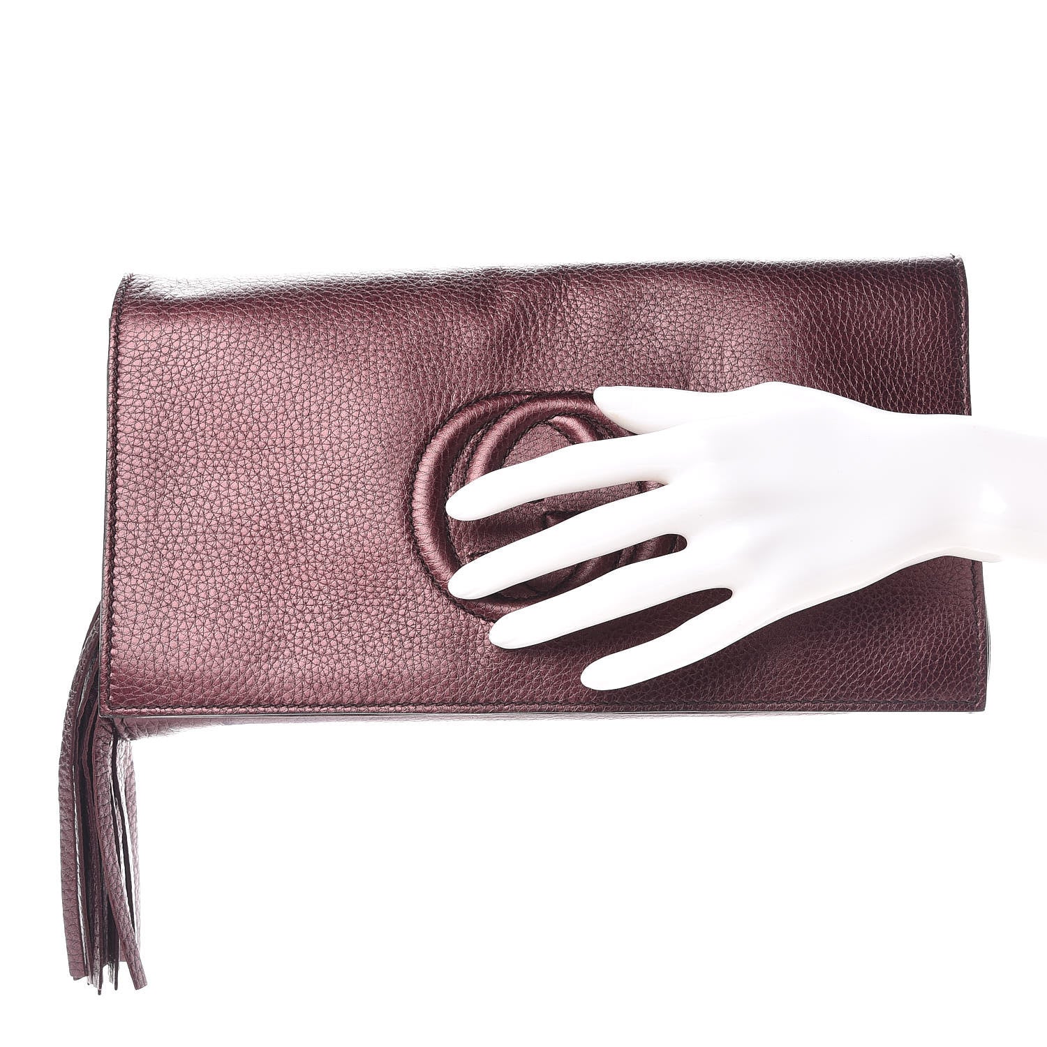 Gucci Metallic Cellarius Calfskin Medium Soho Clutch Classic Burgundy 2 of 13