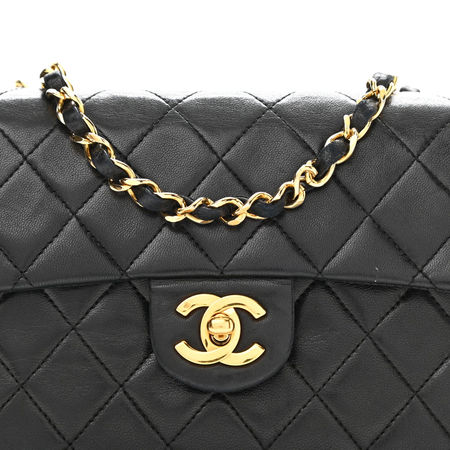 Lambskin Quilted Mini Square Flap Bag Black