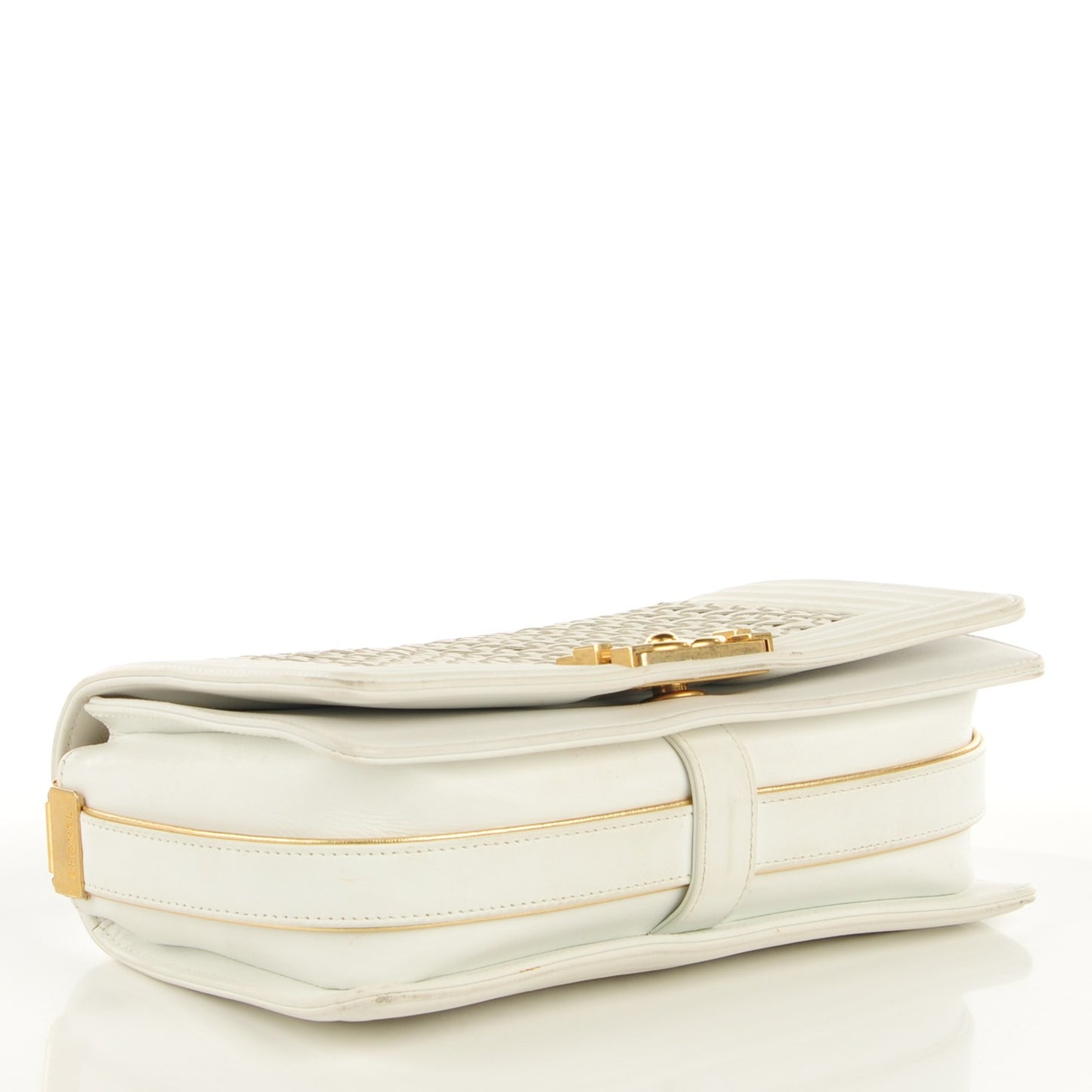 Braided Sheepskin Medium Boy Reverso Flap White