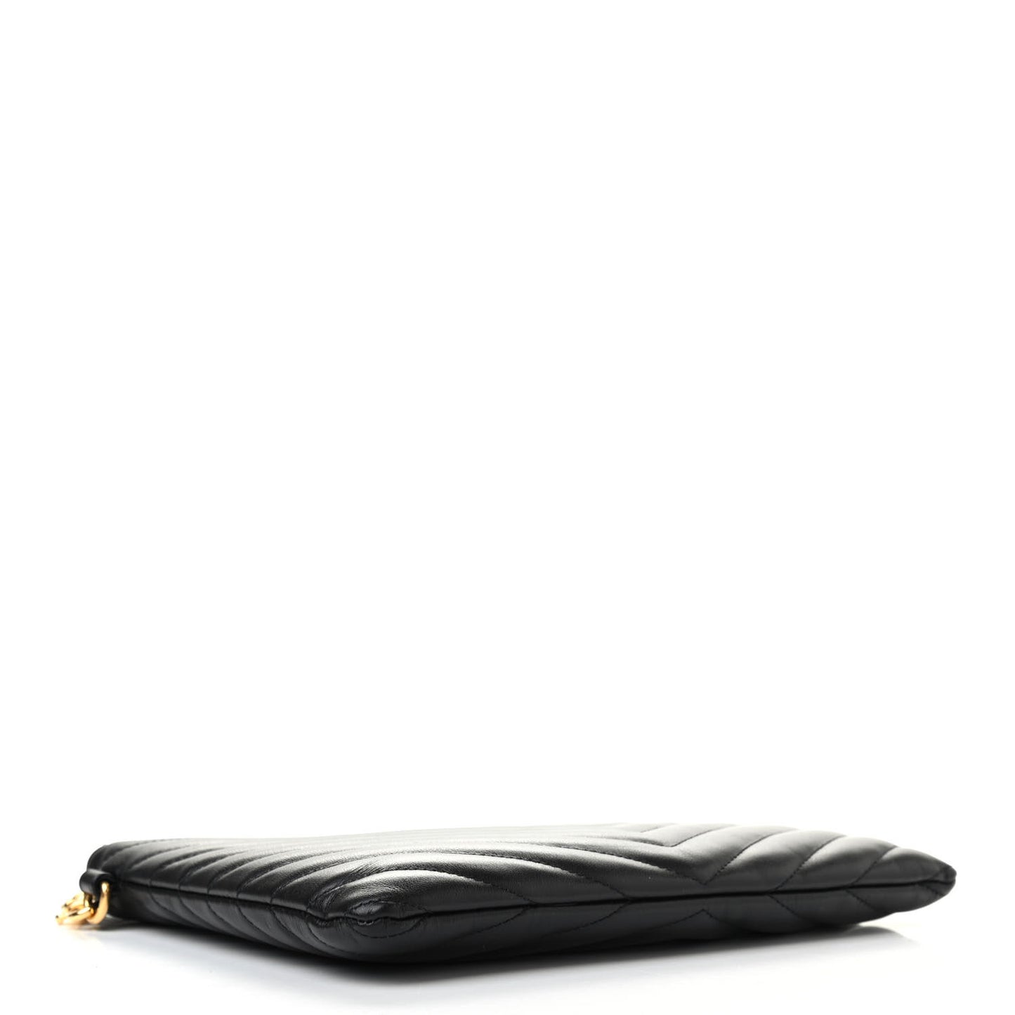 Calfskin Matelasse Chevron Monogram A5 Wristlet Black