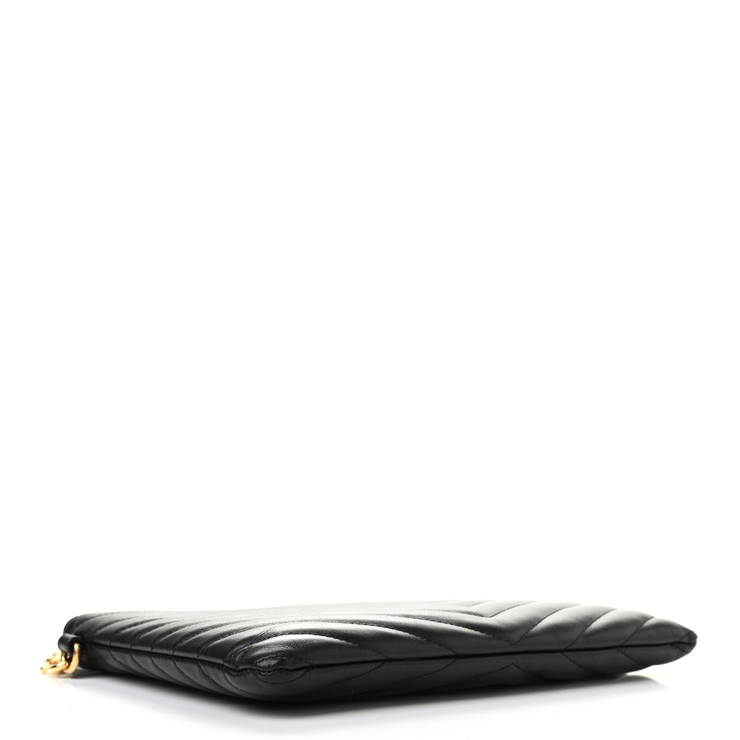 Saint Laurent Calfskin Matelasse Chevron Monogram A5 Wristlet Black 4 of 7