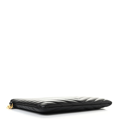 Saint Laurent Calfskin Matelasse Chevron Monogram A5 Wristlet Black 4 of 7