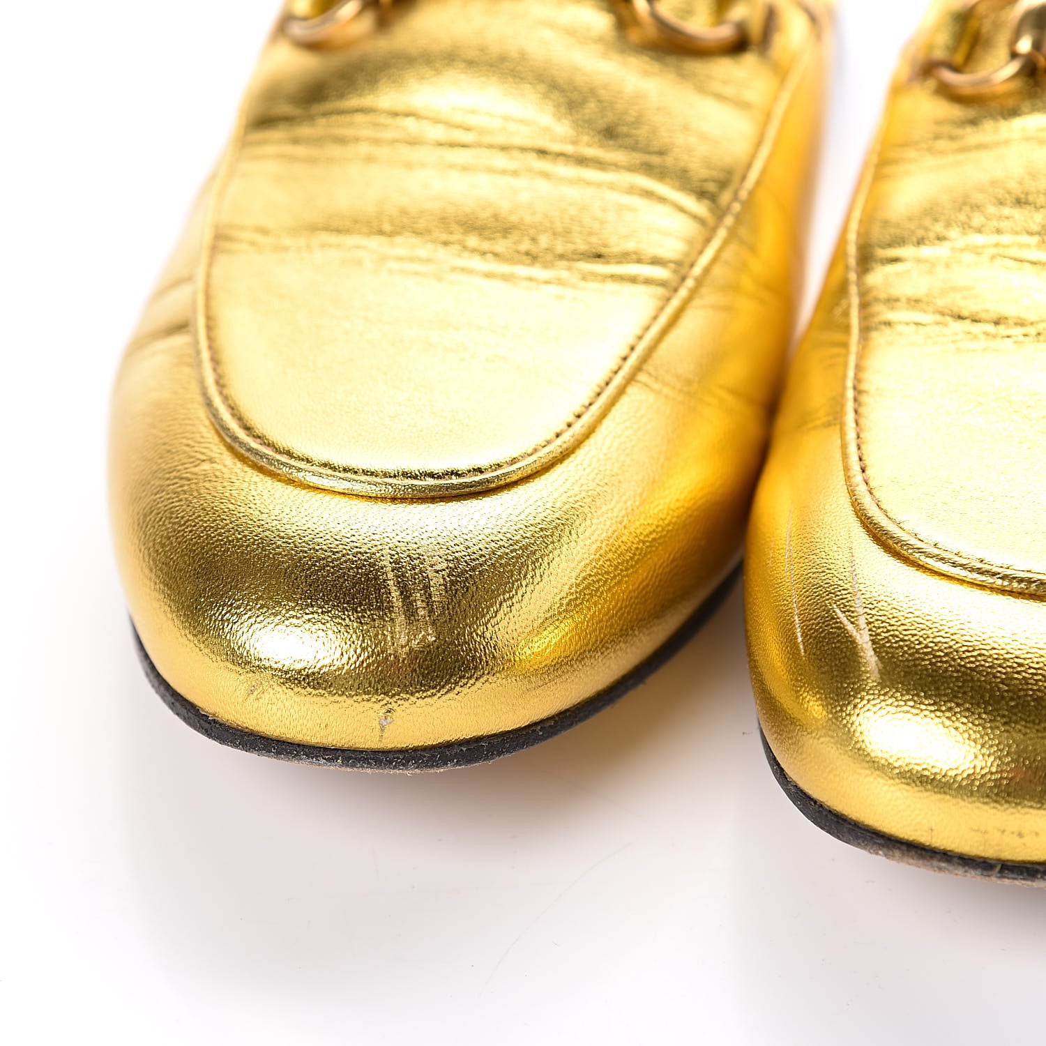 Gucci Metallic Nappa Womens Princetown Slippers 37 Gold 14 of 18