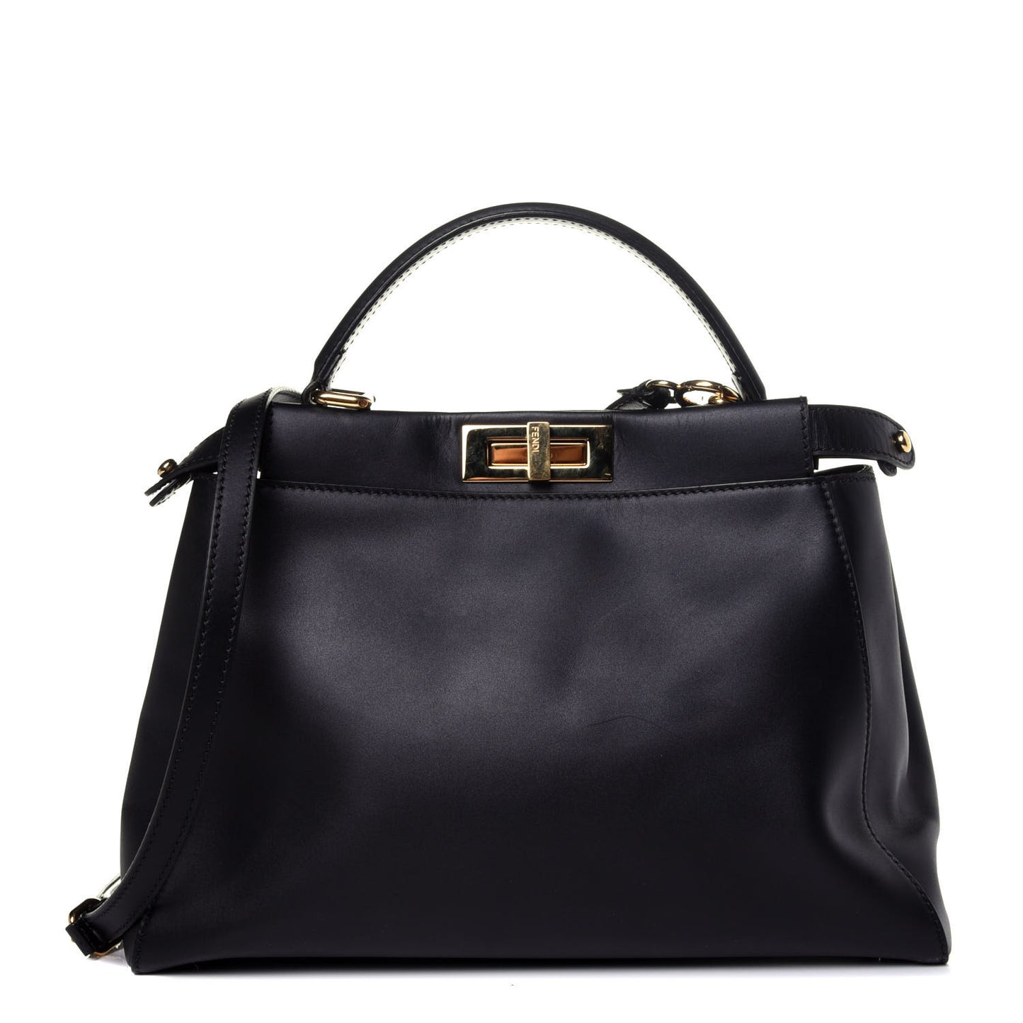 Vitello Morgan Shiny Nappa Medium Peekaboo Iconic Satchel Black