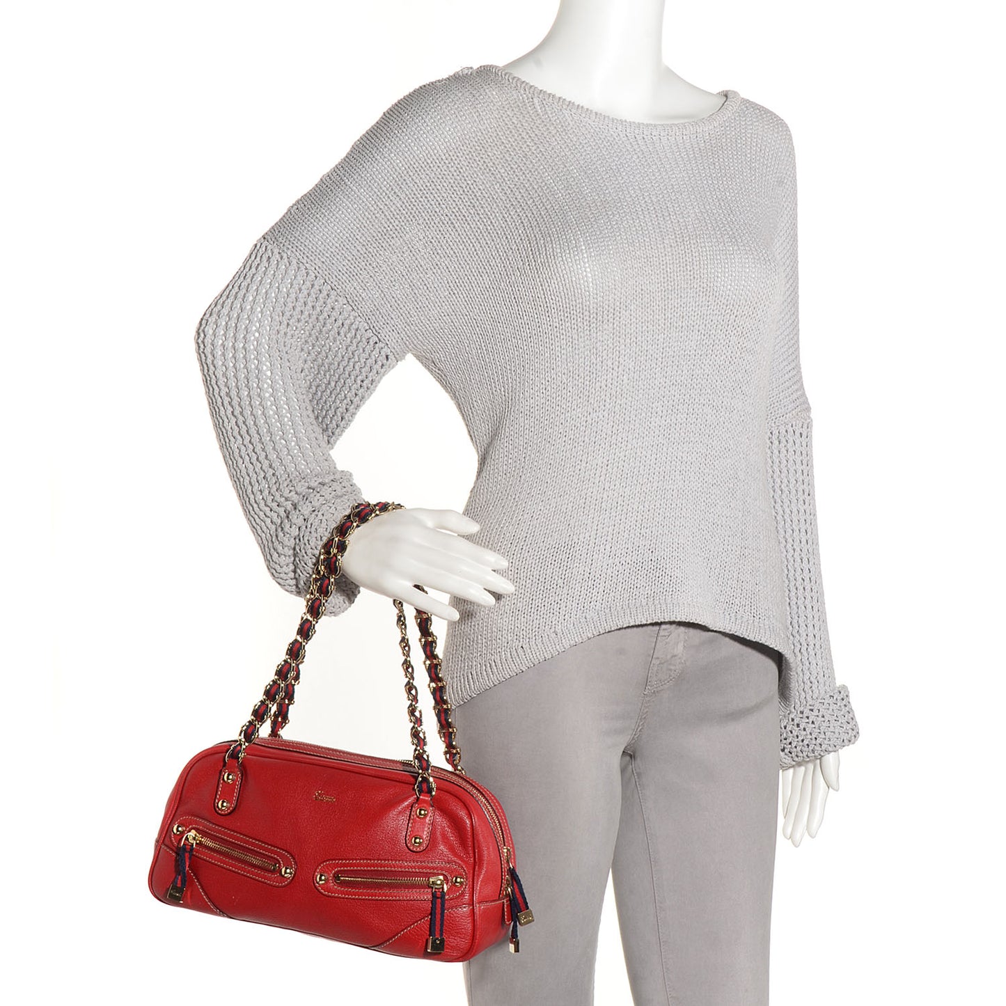 Leather Capri Small Bowler Red