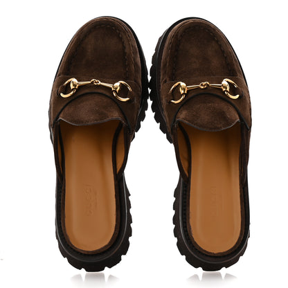 Gucci Suede Horsebit Platform Mules 36 Washed Brown 2 of 10