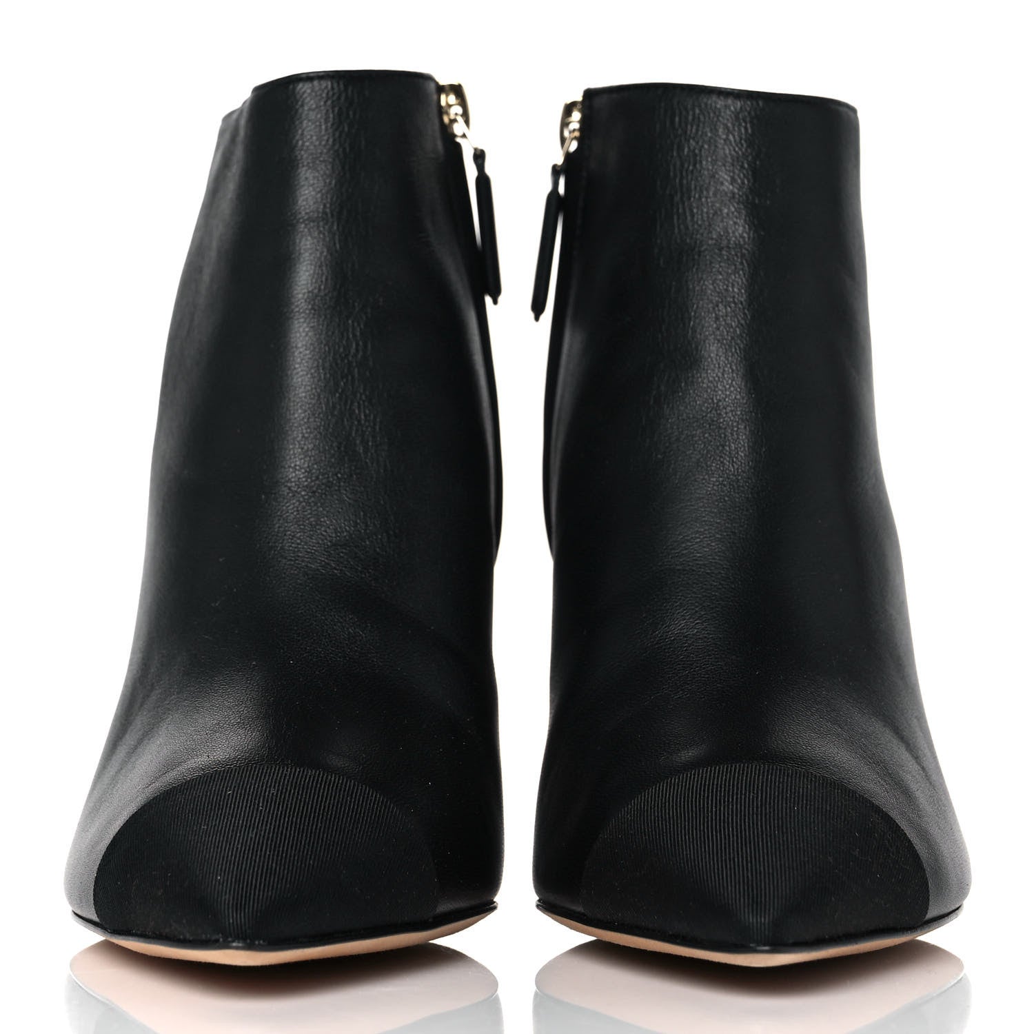 Chanel Lambskin Grosgrain Cap Toe Short Ankle Boots 36 Black 2 of 8