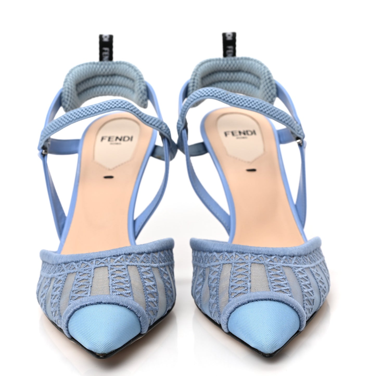 Mesh Vitello Ajour Embroidered Colibri Lite 85mm Slingback Pumps 37 Celeste Sky Pale Blue