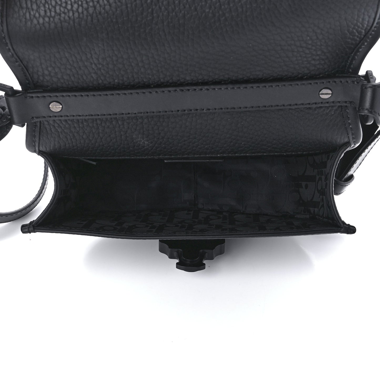 Grained Calfskin Mini Gallop Bag With Strap Black