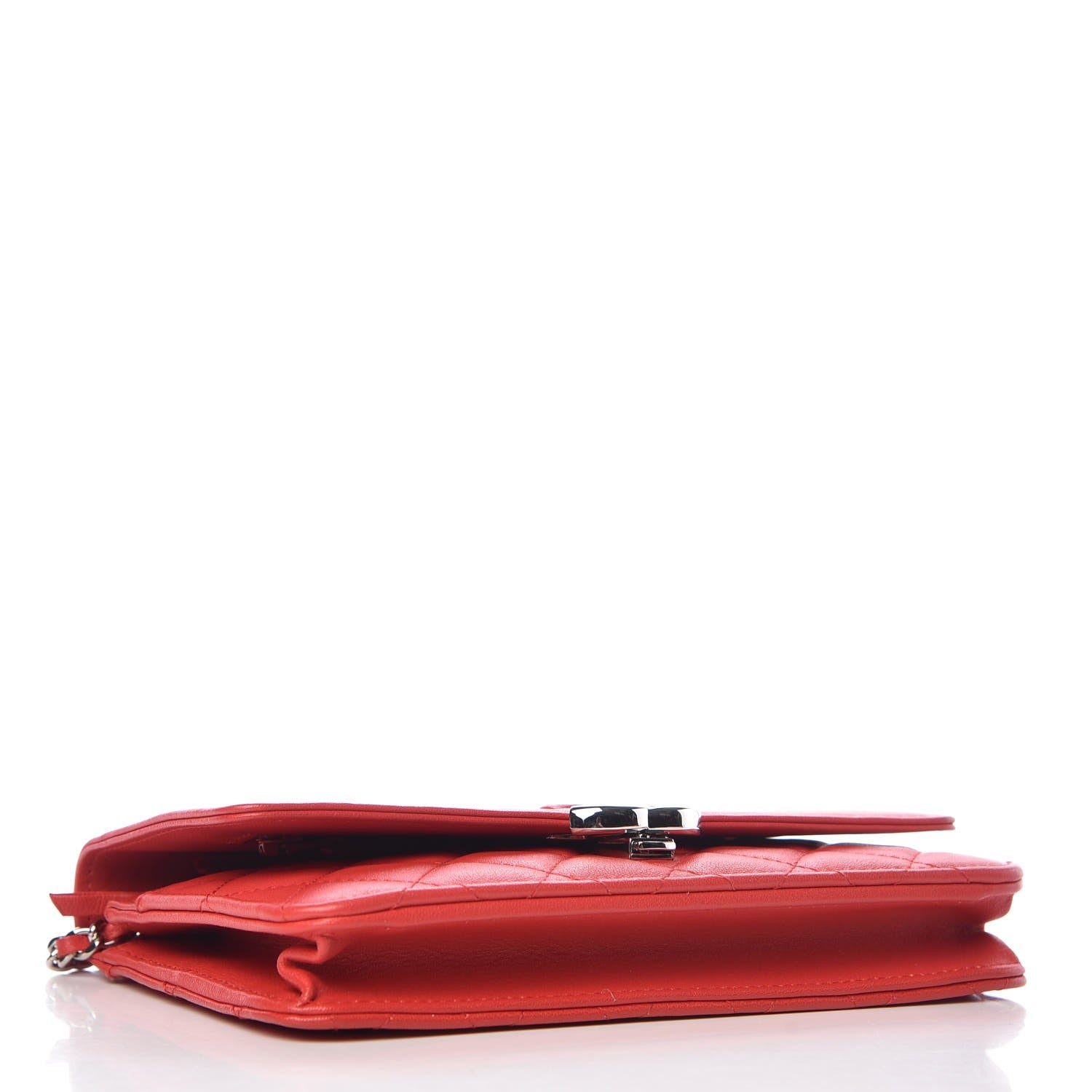 Chanel Grained Calfskin Quilted CC Box Wallet On Chain WOC Red 4 of 9