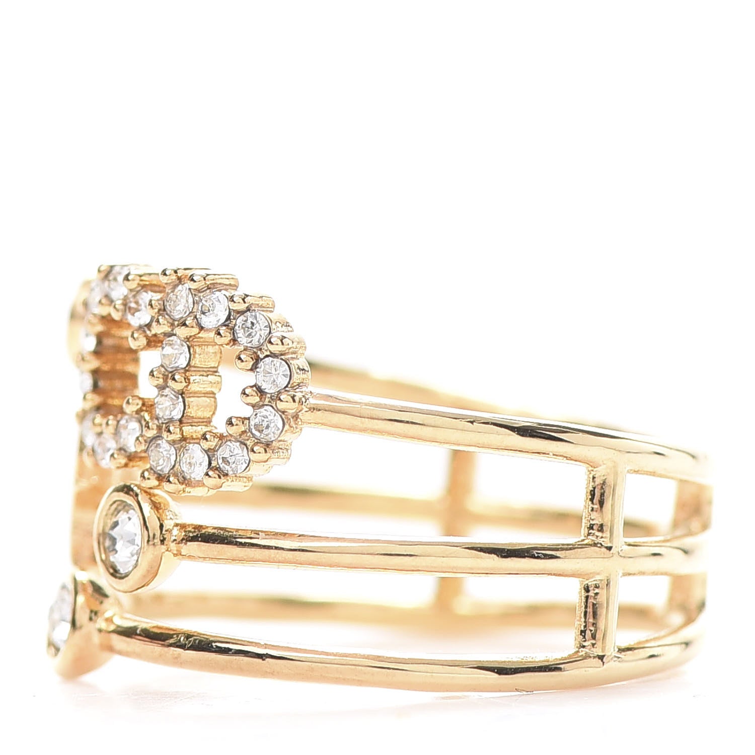 Christian Dior Metal Crystal Shiny-D Ring M Gold 3 of 6