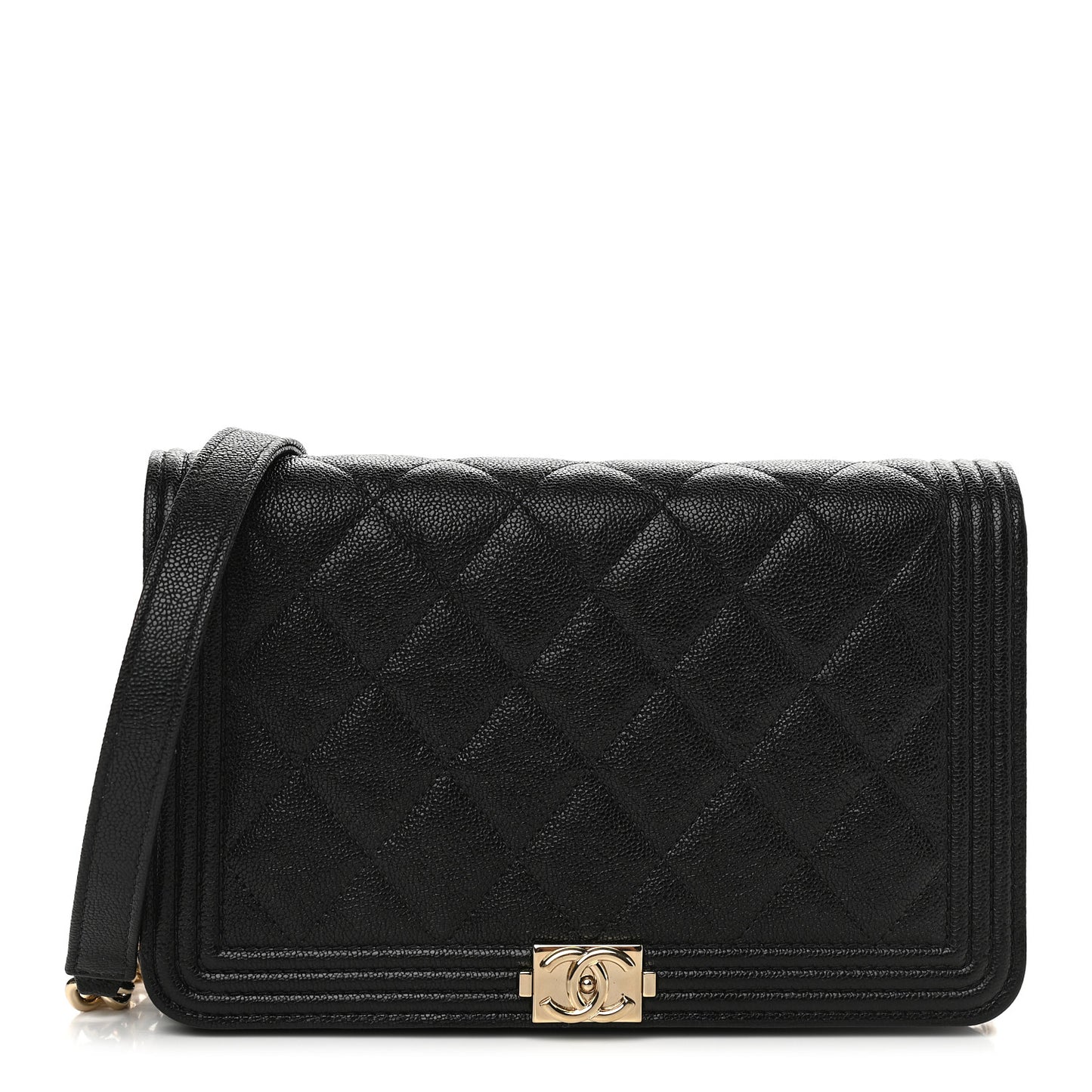 Caviar Quilted Boy Wallet On Chain WOC Black
