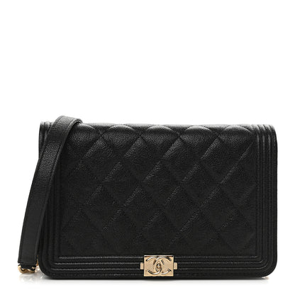 Chanel Caviar Quilted Boy Wallet On Chain WOC Black 1 of 9