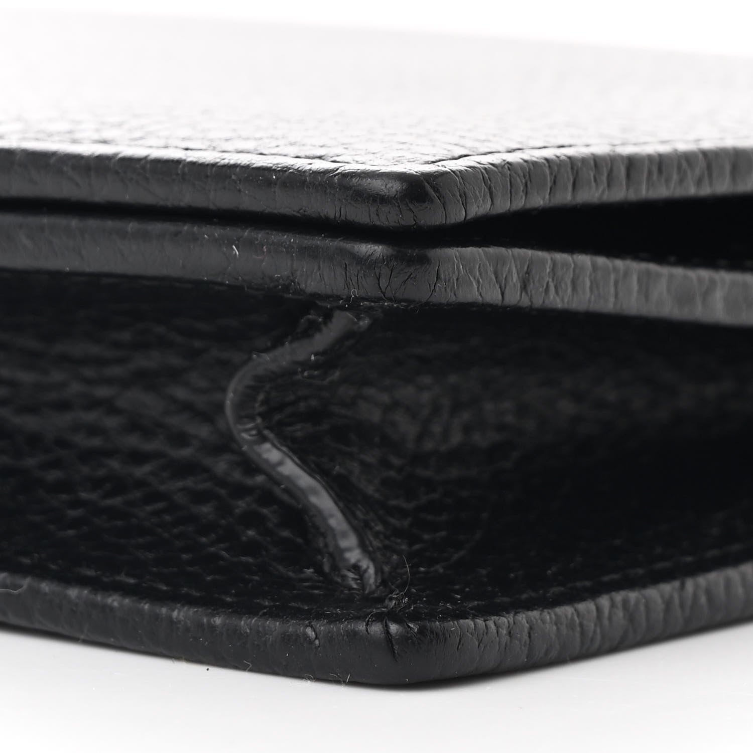 Gucci Dollar Calfskin Enamel Monochrome Mini GG Marmont Chain Wallet Black 9 of 11