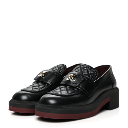 Chanel Lambskin Quilted CC Turnlock Loafers 37 Black 3 of 8