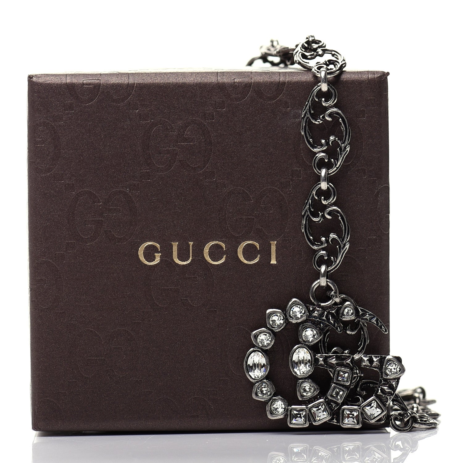 Gucci Crystal Marmont Necklace Aged Silver 7 of 7